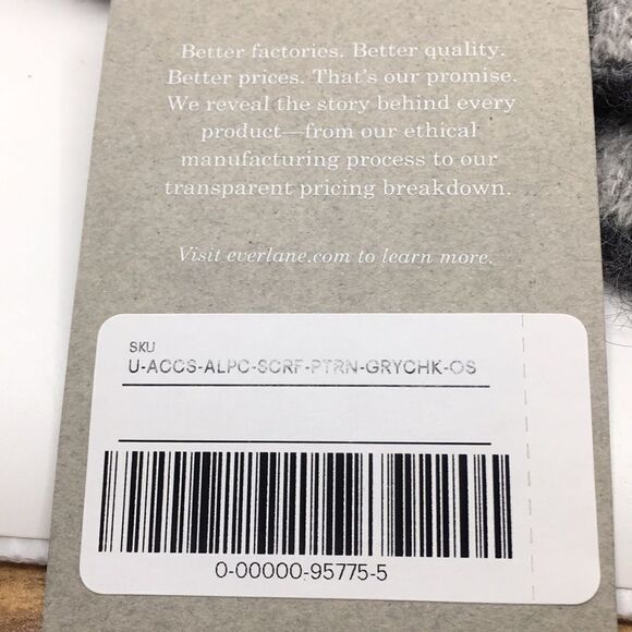 NWT Everlane Unisex The Alpaca Patterned Scarf Gray Buffalo Check One Size - Picture 10 of 12